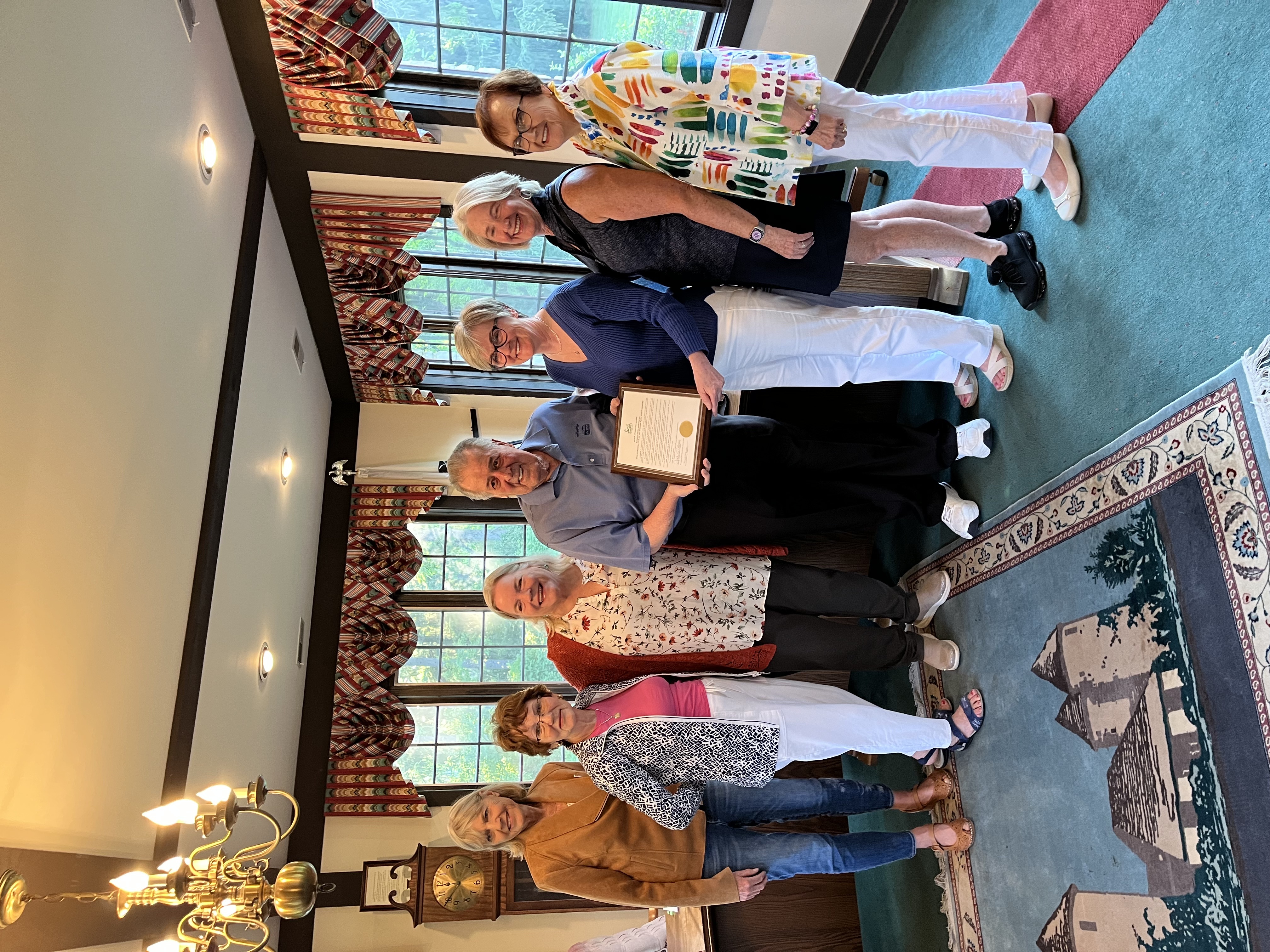 Left to right:  Joette Brown, Rosalie Schneider, Nancy Kaye, Inverness Village President Jack Tatooles, Judi Ray, Laura Hoover, Kathy Rein