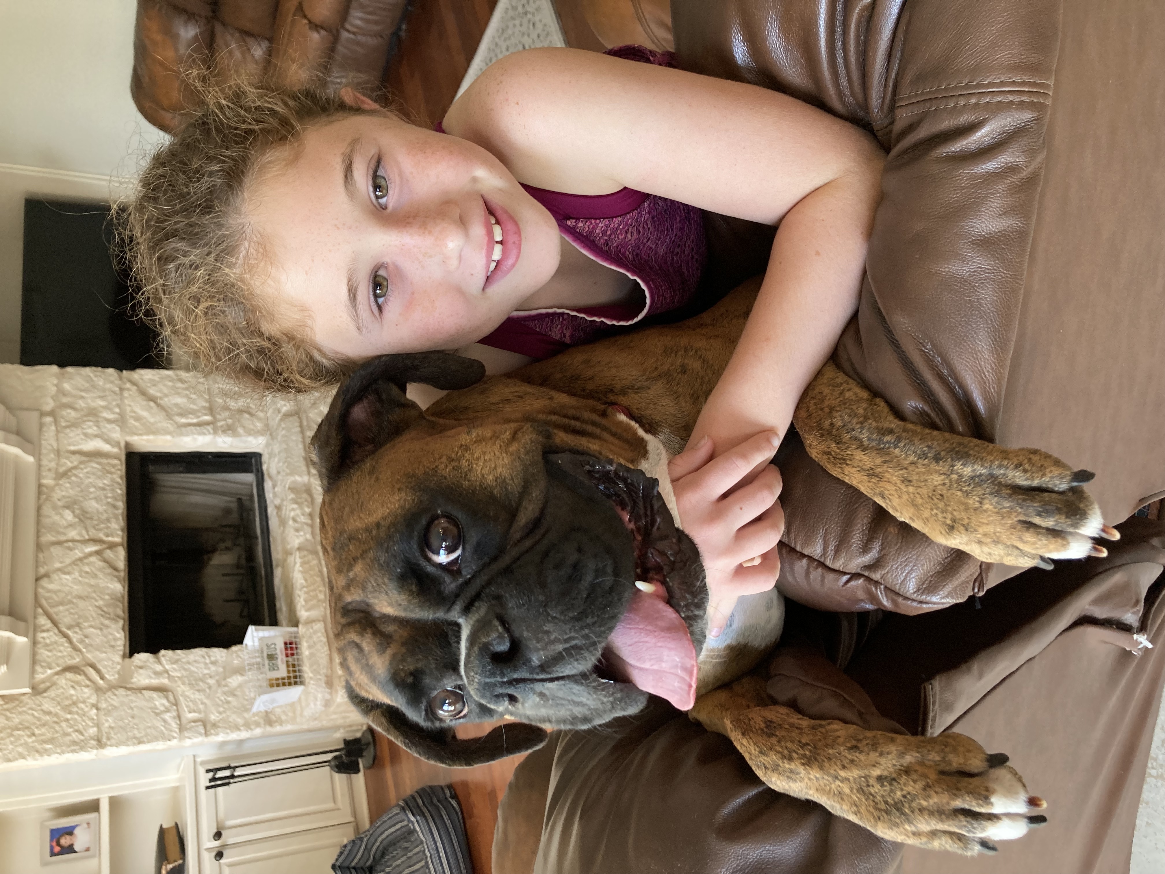 Allie with the family dog, Brutus