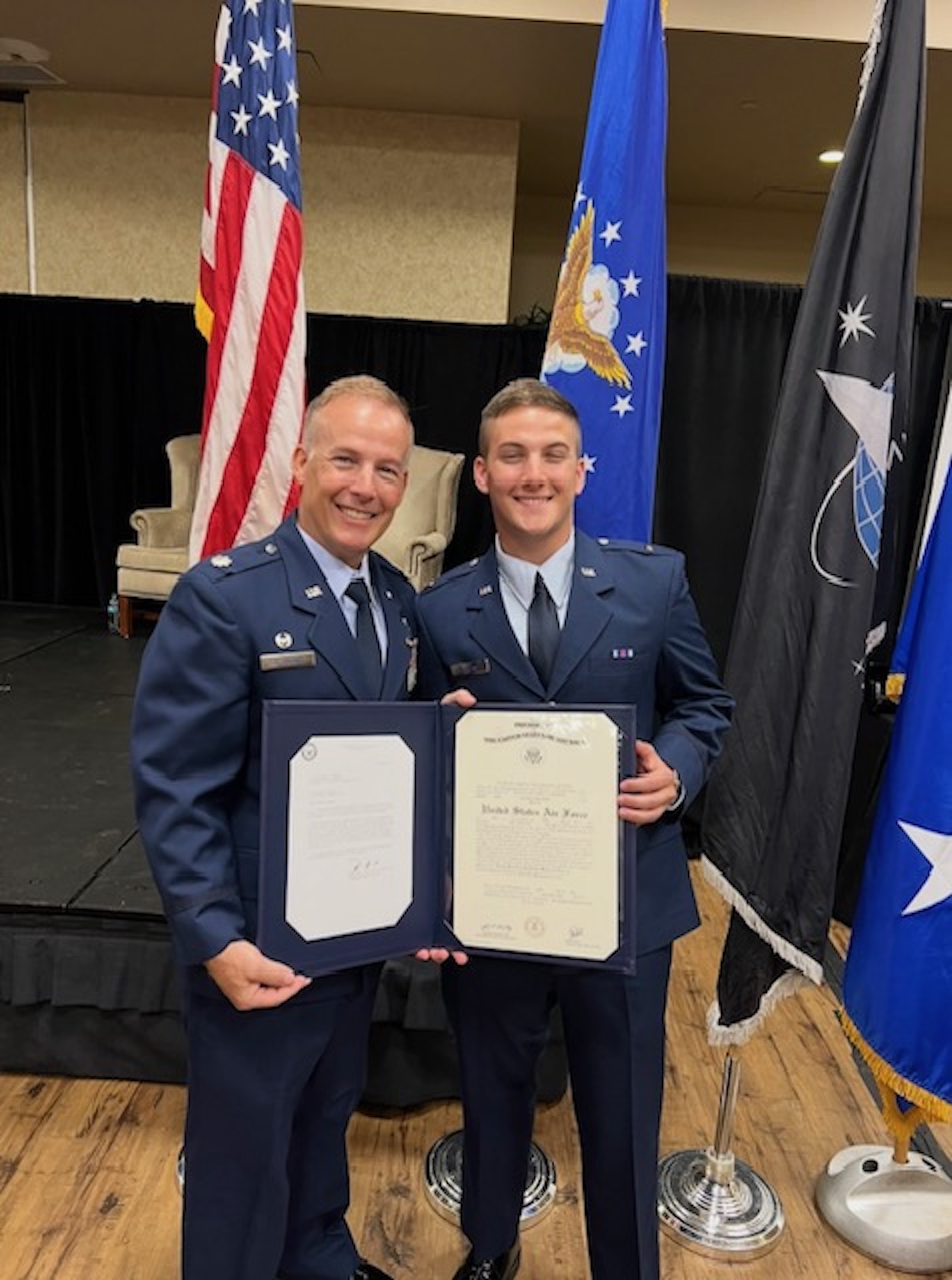 Richard F. Flamand at his son’s pinning ceremony Easton Flamand.