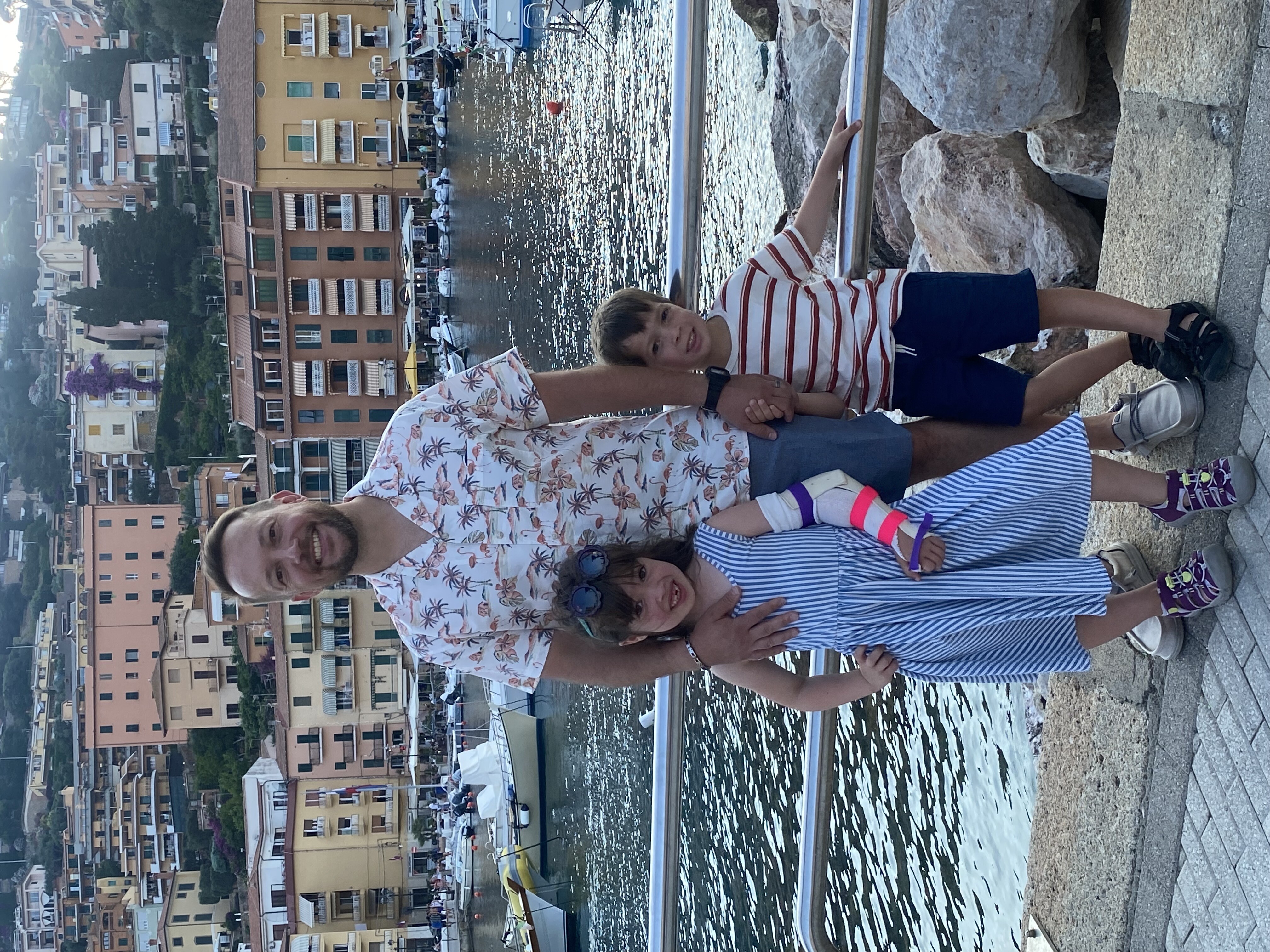 Edvin, Giulia and Matteo strolling around the coastal town of Porto Santo Stefano