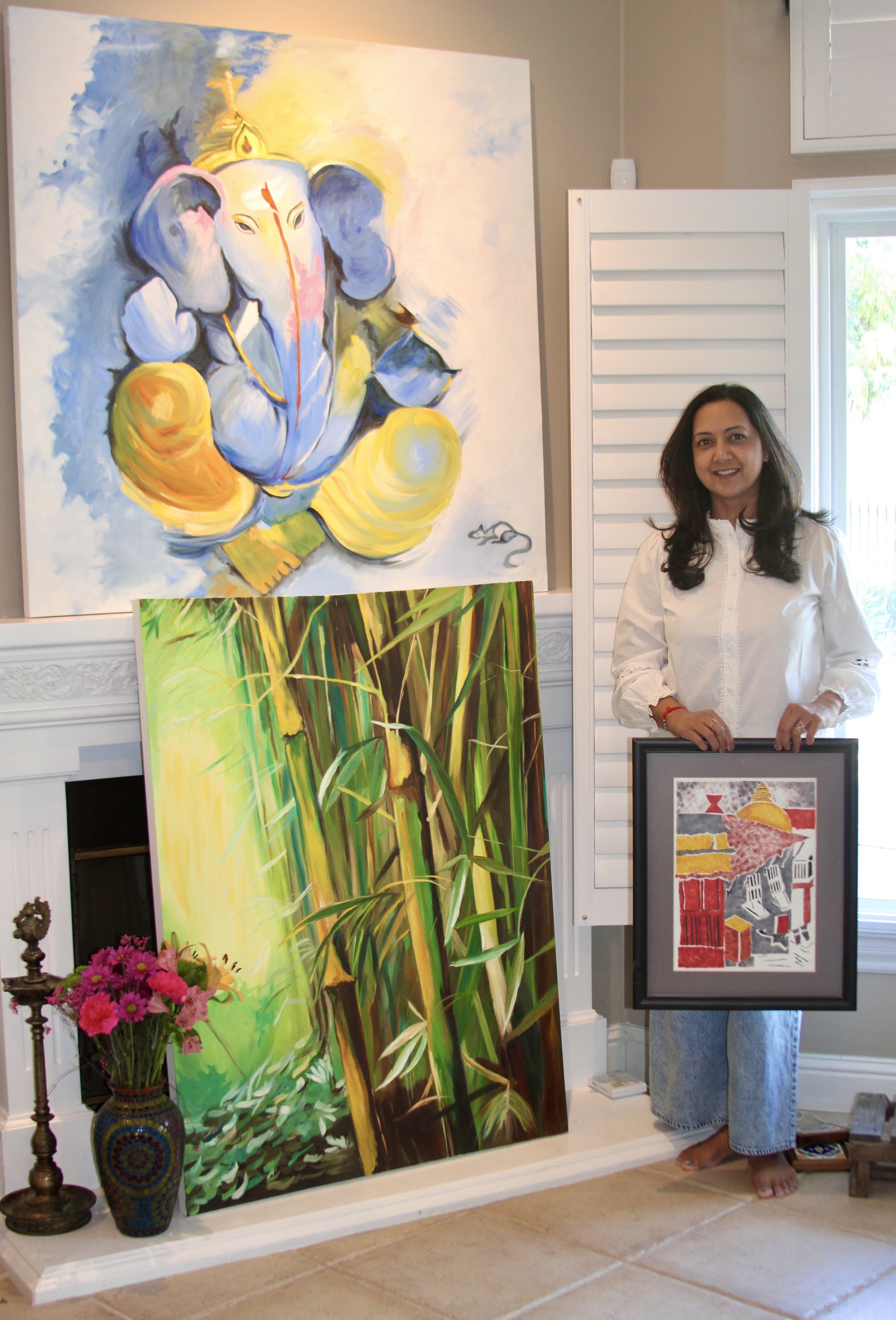 Dipalee and some of her artwork