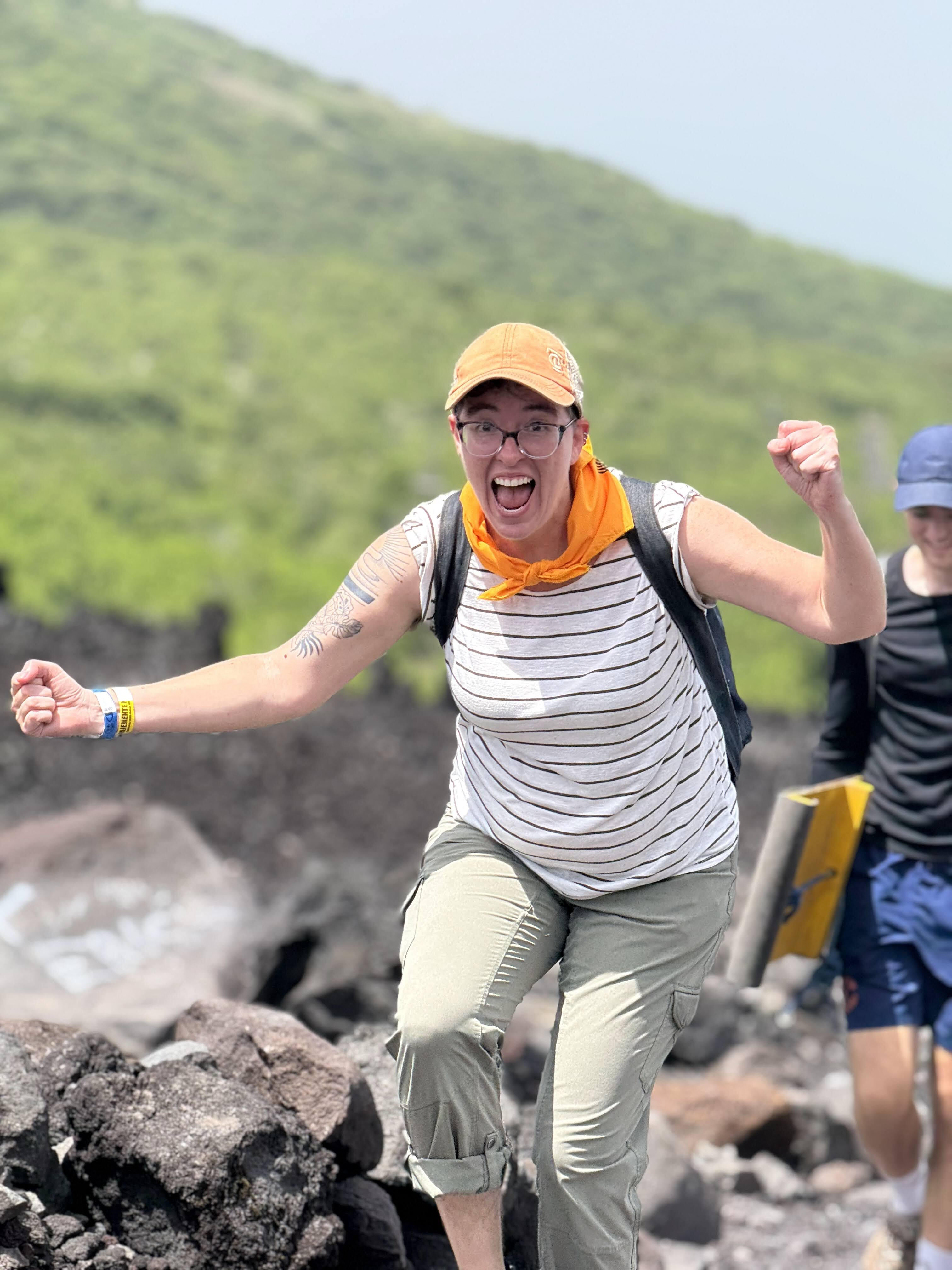 Laura hiking Cerro Negro in Nicaragua.