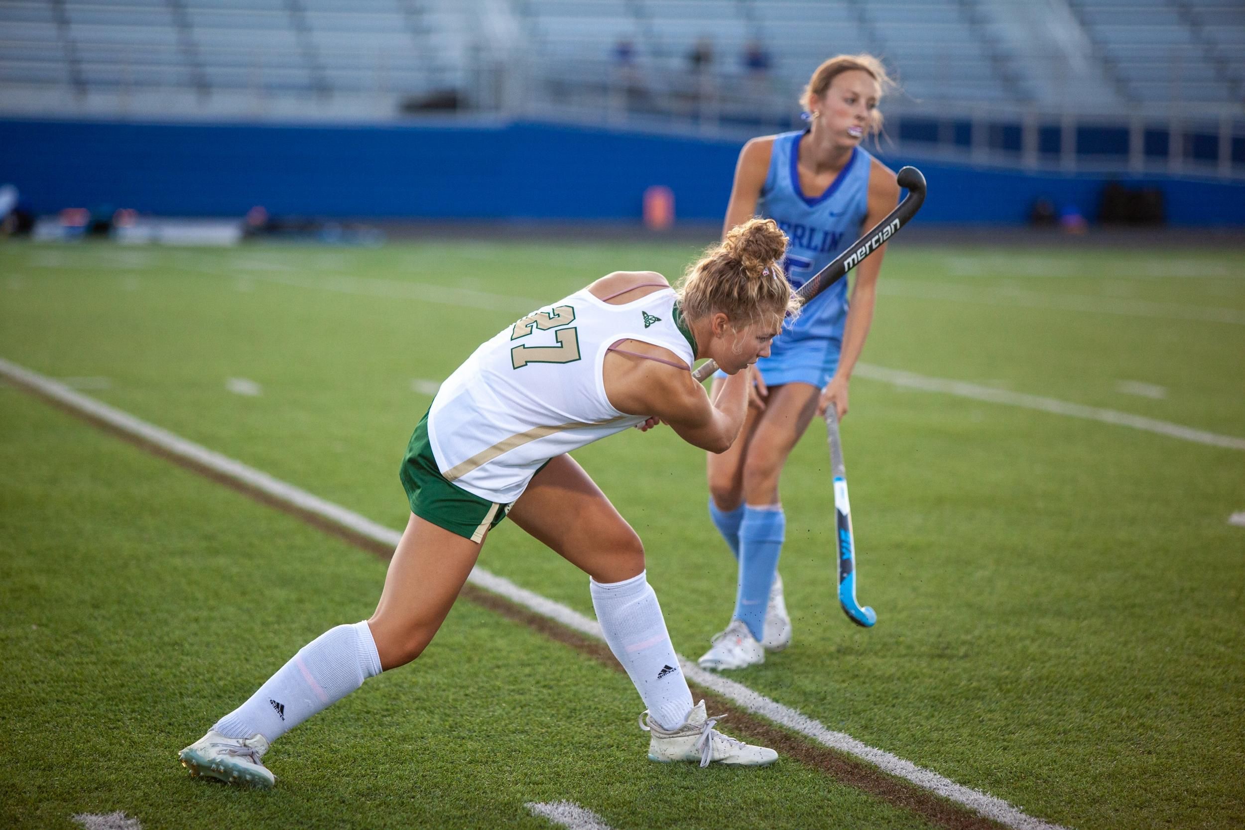 Focused and Fierce – A Jerome player winds up for a powerful drive as the team battles for control against Berlin.