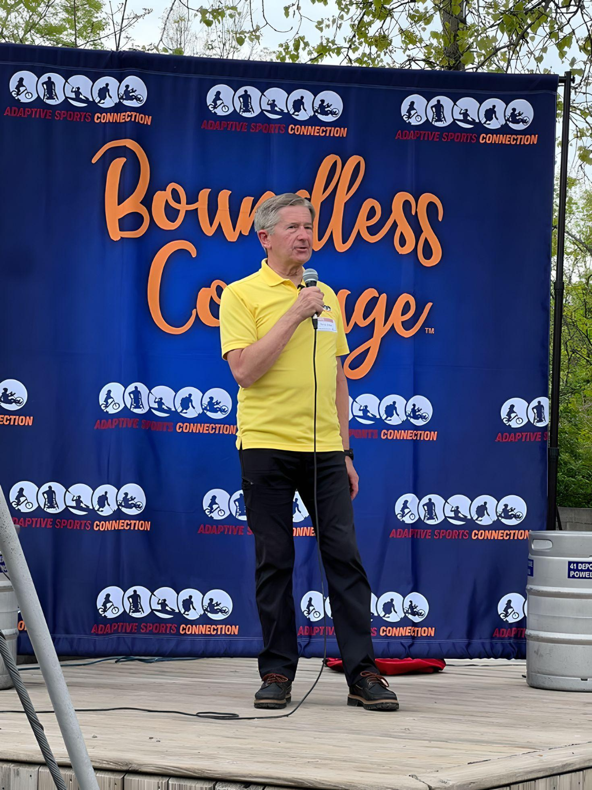 Terry Jones shares remarks during the Boundless Courage event.