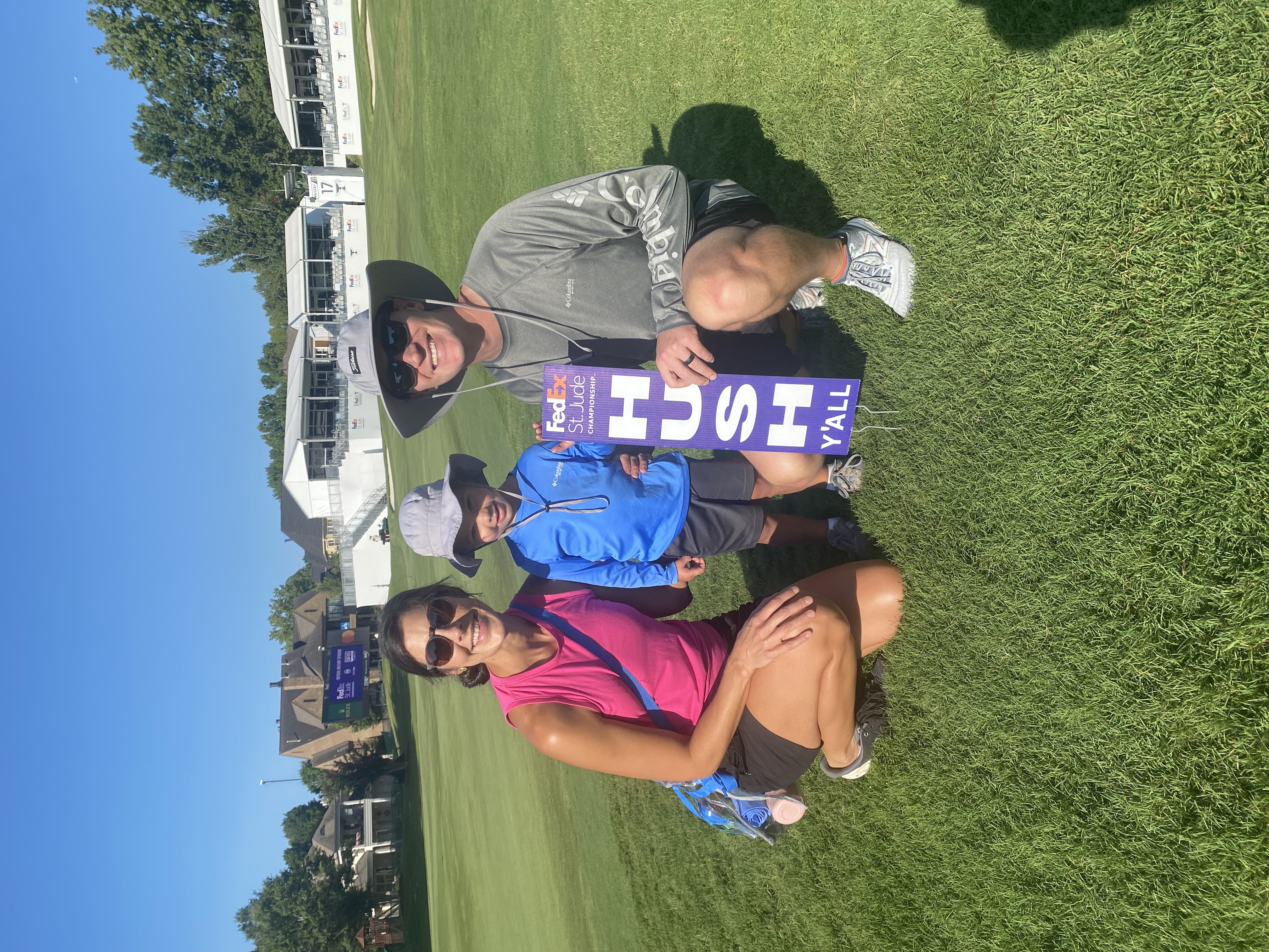 Josh, Sarah, and Sam Simer on Hole 2 at the FedEx St. Jude Championship Golf Tournament in Memphis