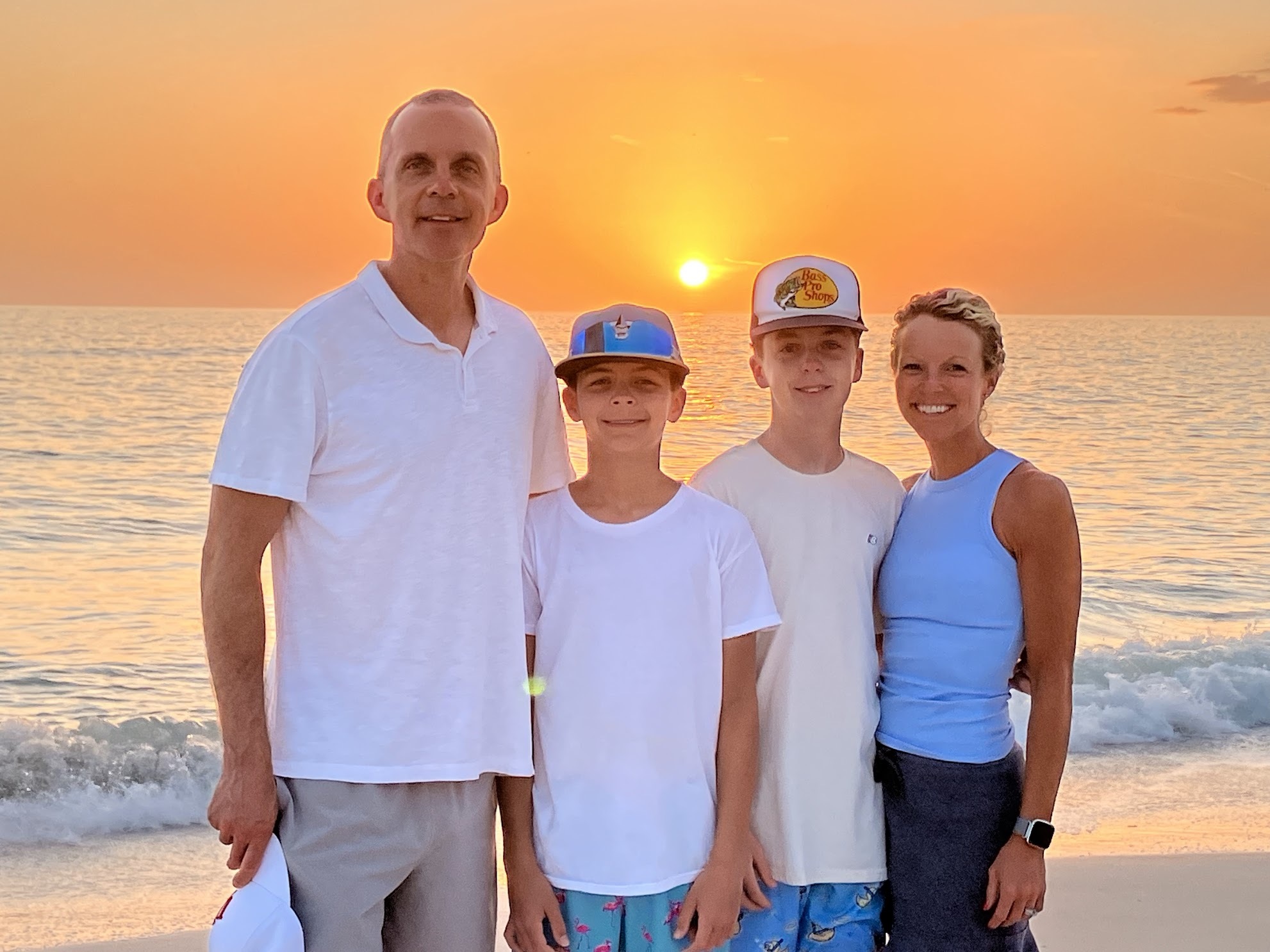 Craig, Finley, Nolan, and Kimm on the beach in Florida during Spring Break