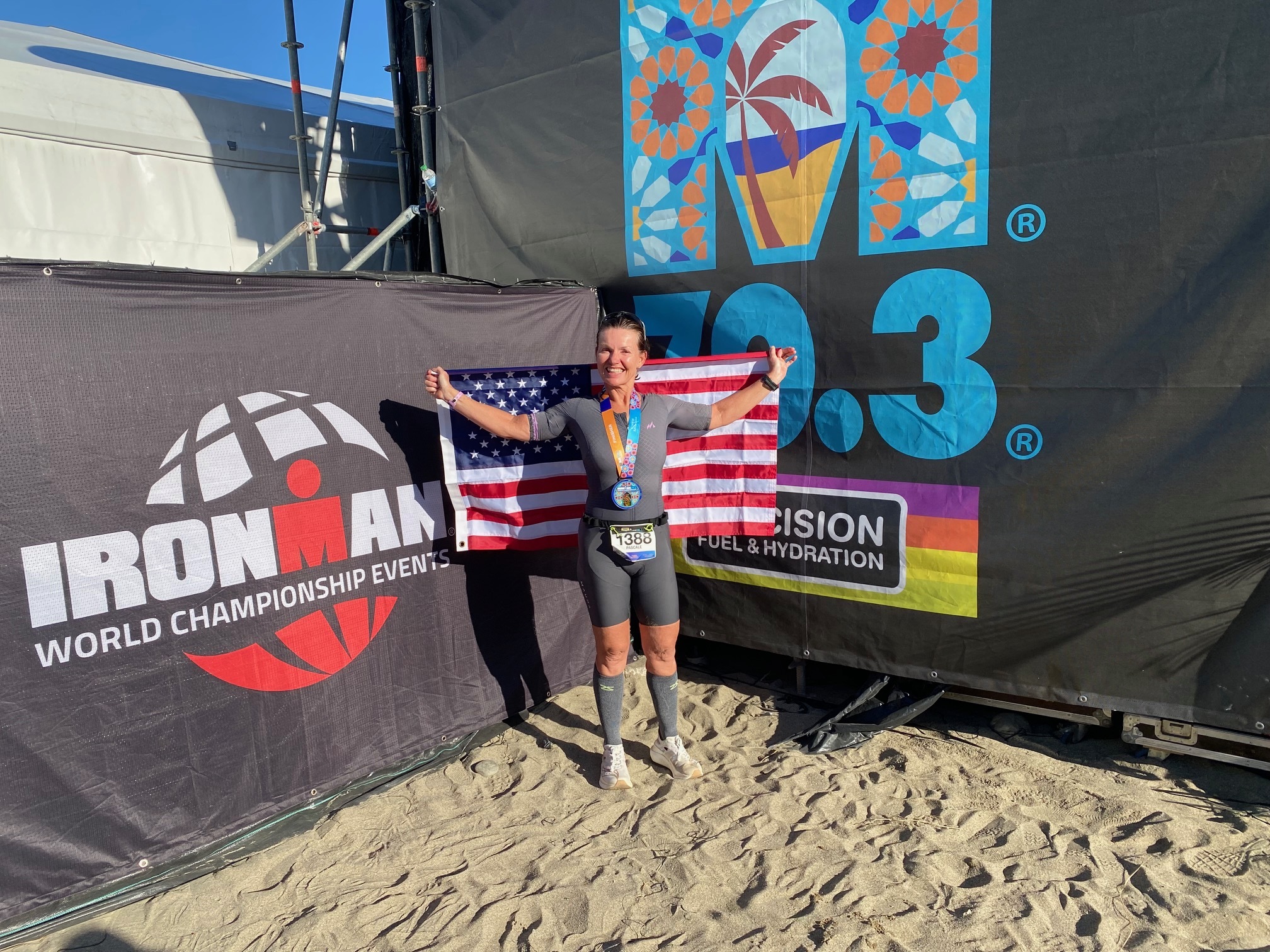 Pascale at the 2025 World Ironman Championships in Marbella, Spain.