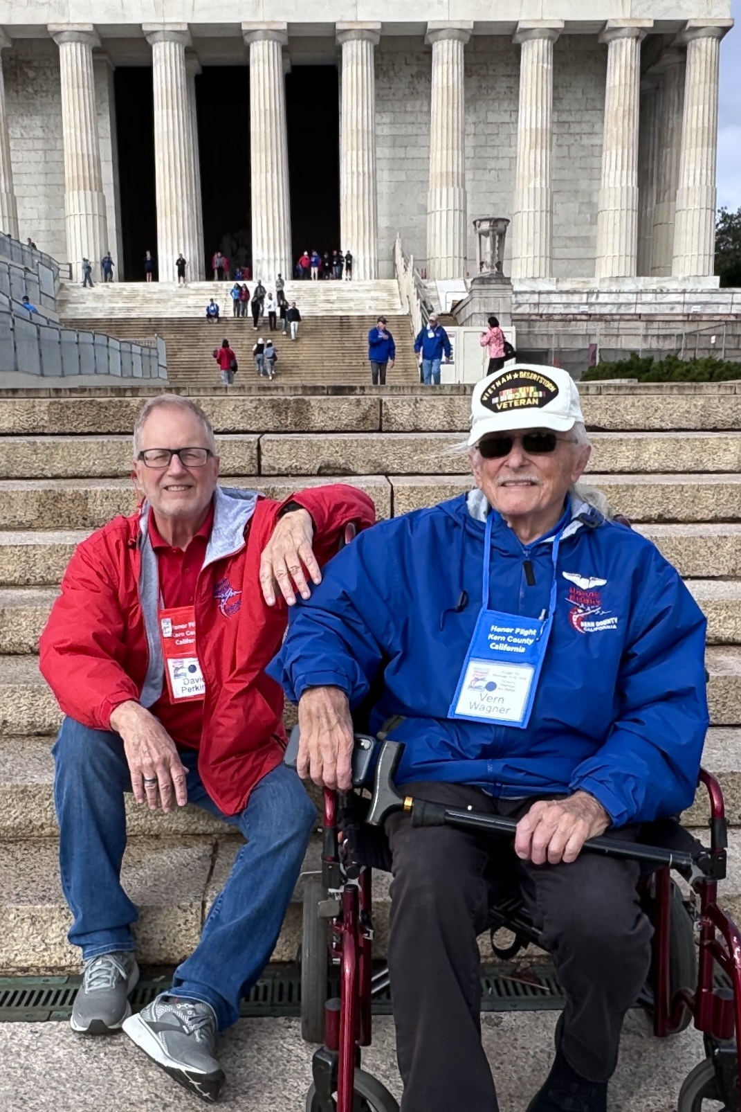 Vern and David, taking a moment at the Lincoln Memorial