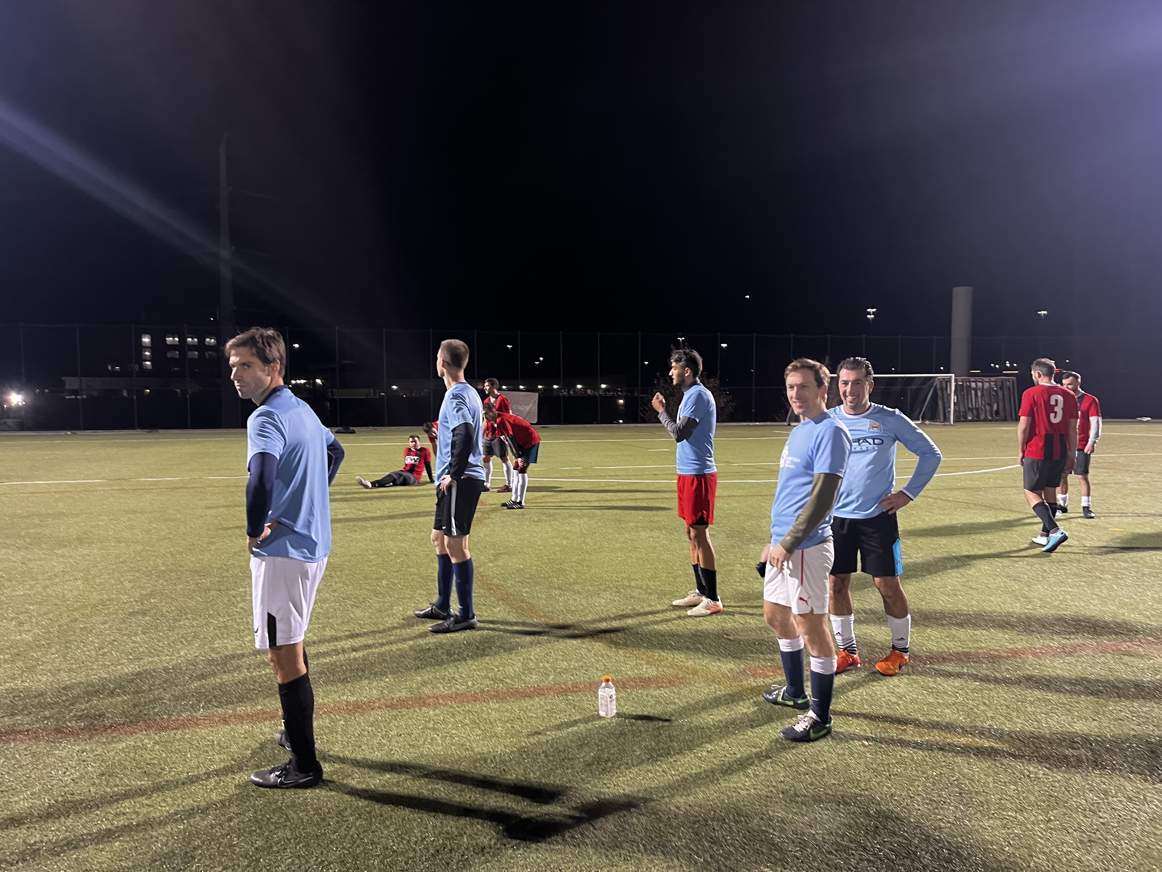 Prestige Players Adam Maynard, Shane Hogan, Phil Francois, and Eldar Imanvardi mentally prepare for a sudden-death shoot-out against a rival squad
