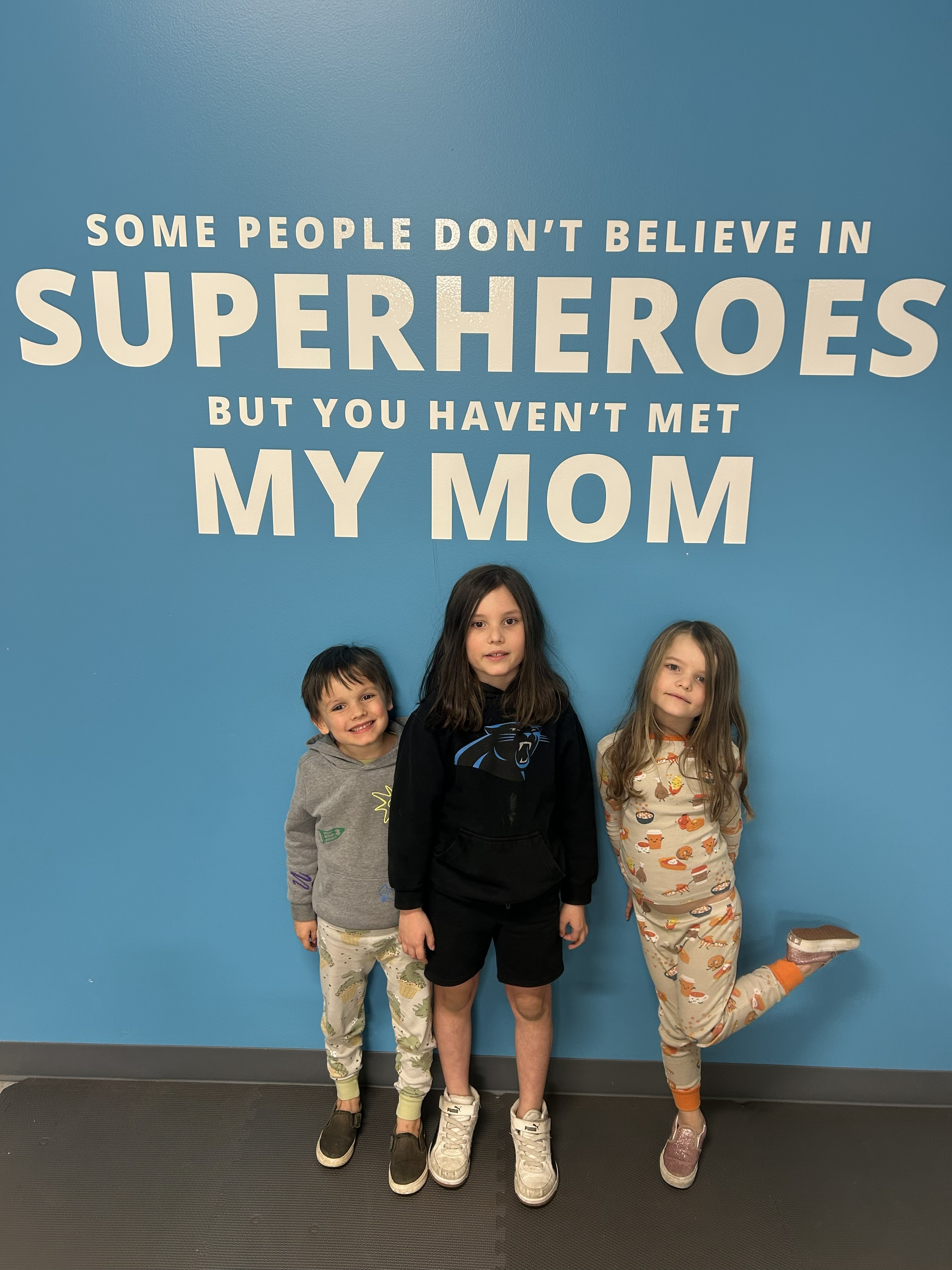 Finley, Sawyer and Harper Hall at the gym!