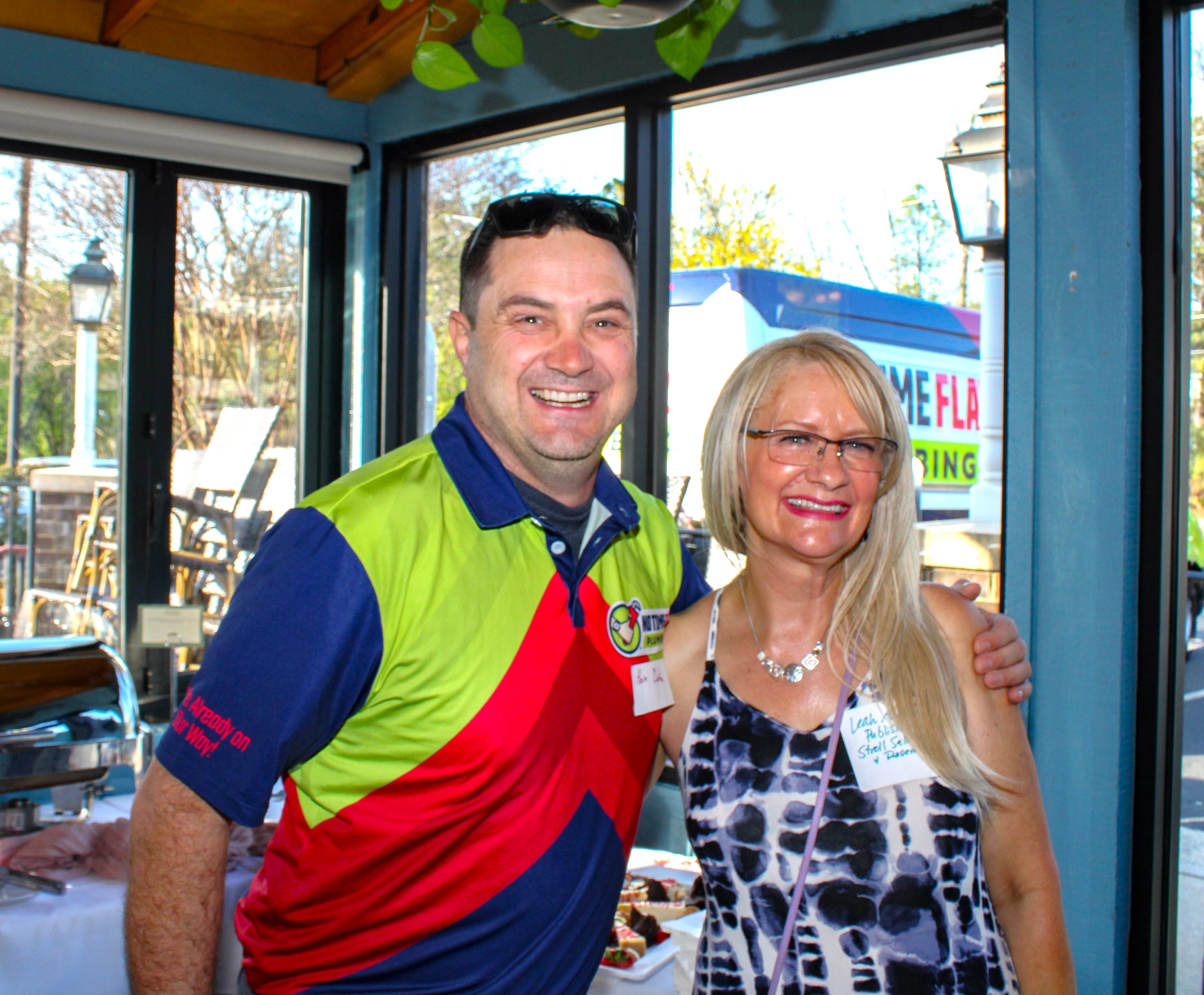 Hein Botha, Owner of Stroll partner No Time Flat Plumbing, with Leah Anderson, Publisher