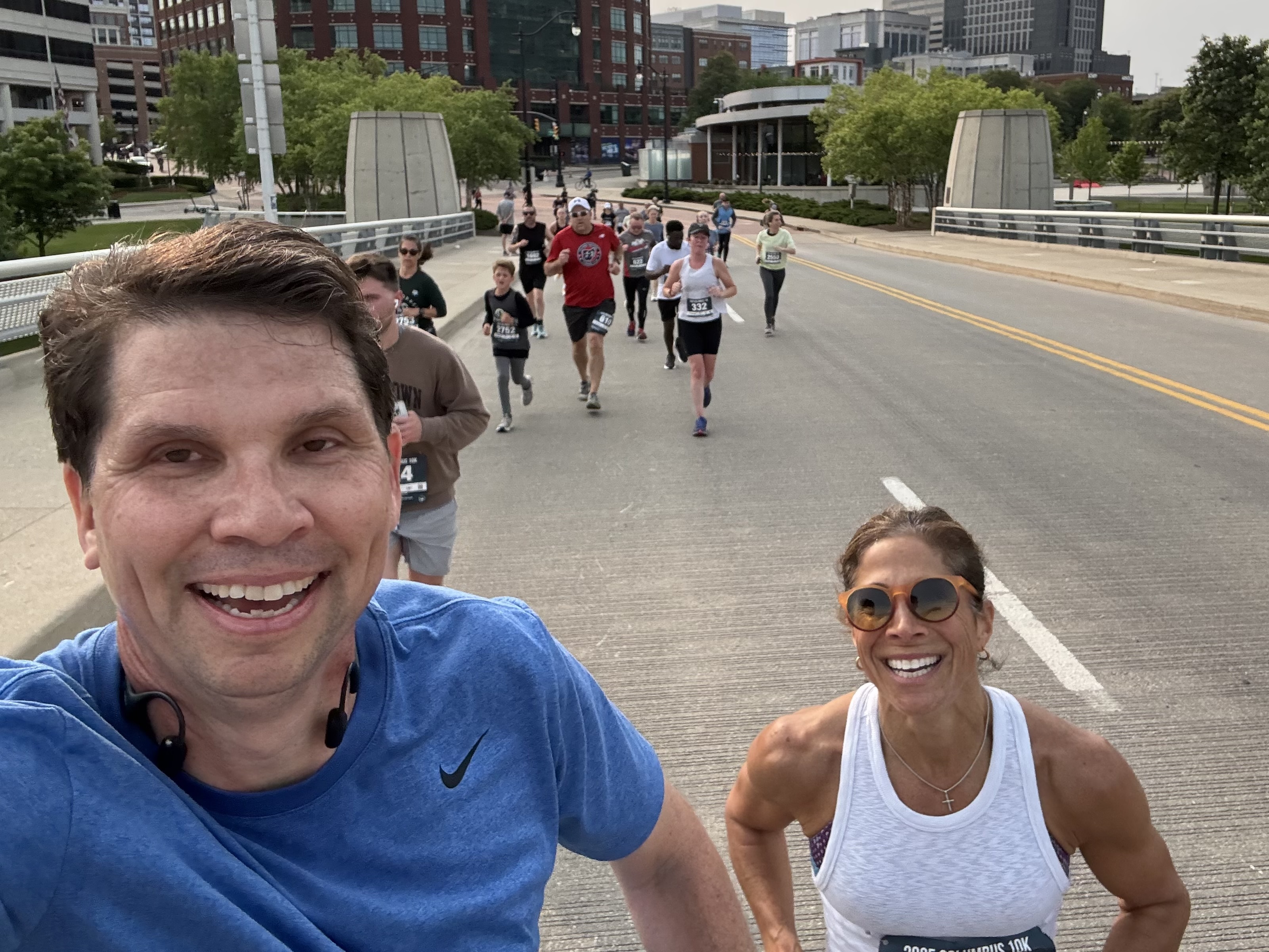 Teresa Haas and Dublin Resident Tim Wilson enjoying a quick selfie at the 2025 Columbus 10K