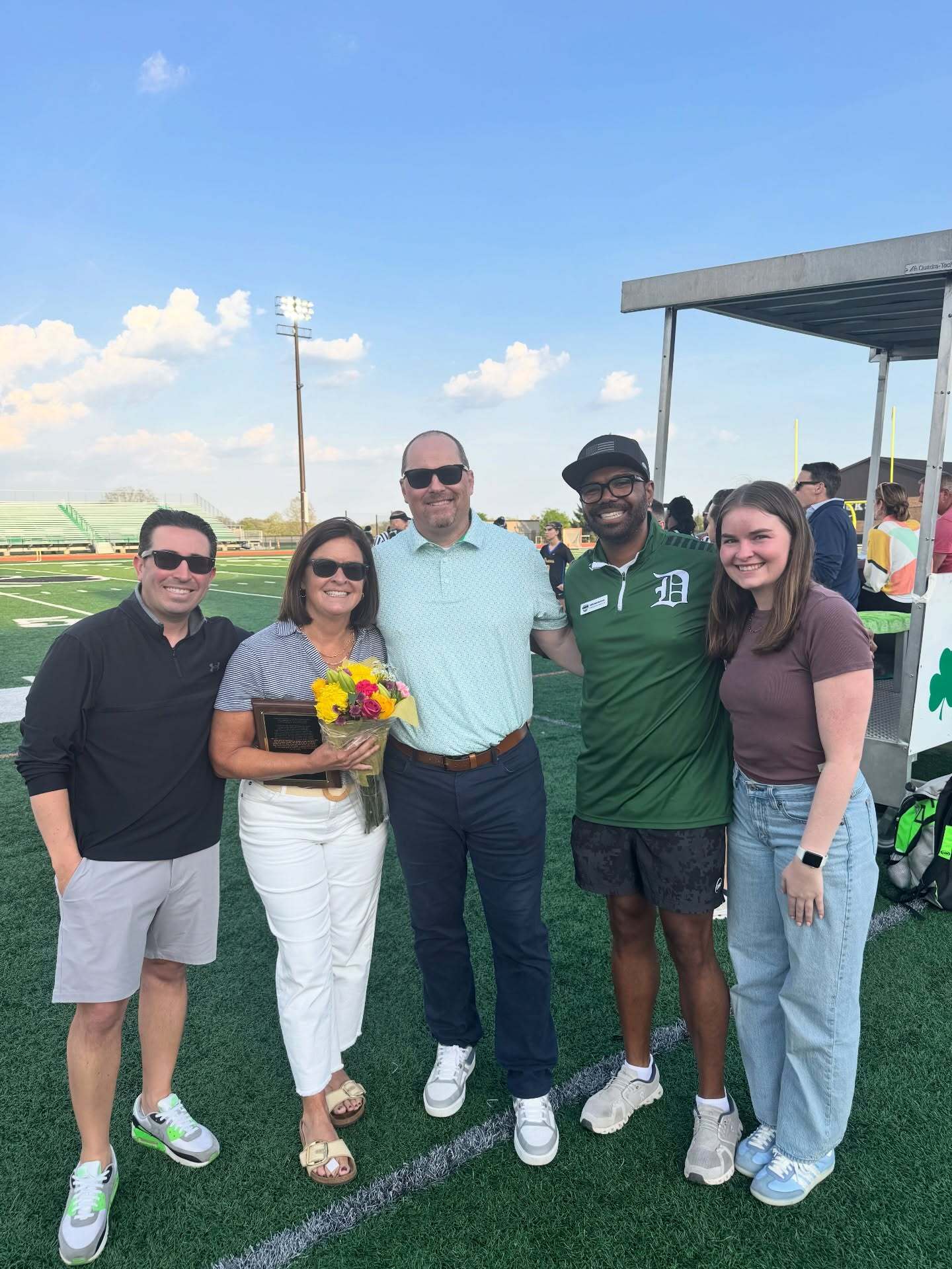 From left to right: DYA program director Andy O'Donnell, Nancy Rothacker, DYA program director Jeff Milburn, DYA executive director Mitchell Briant, and Nancy's daughter Sarah.