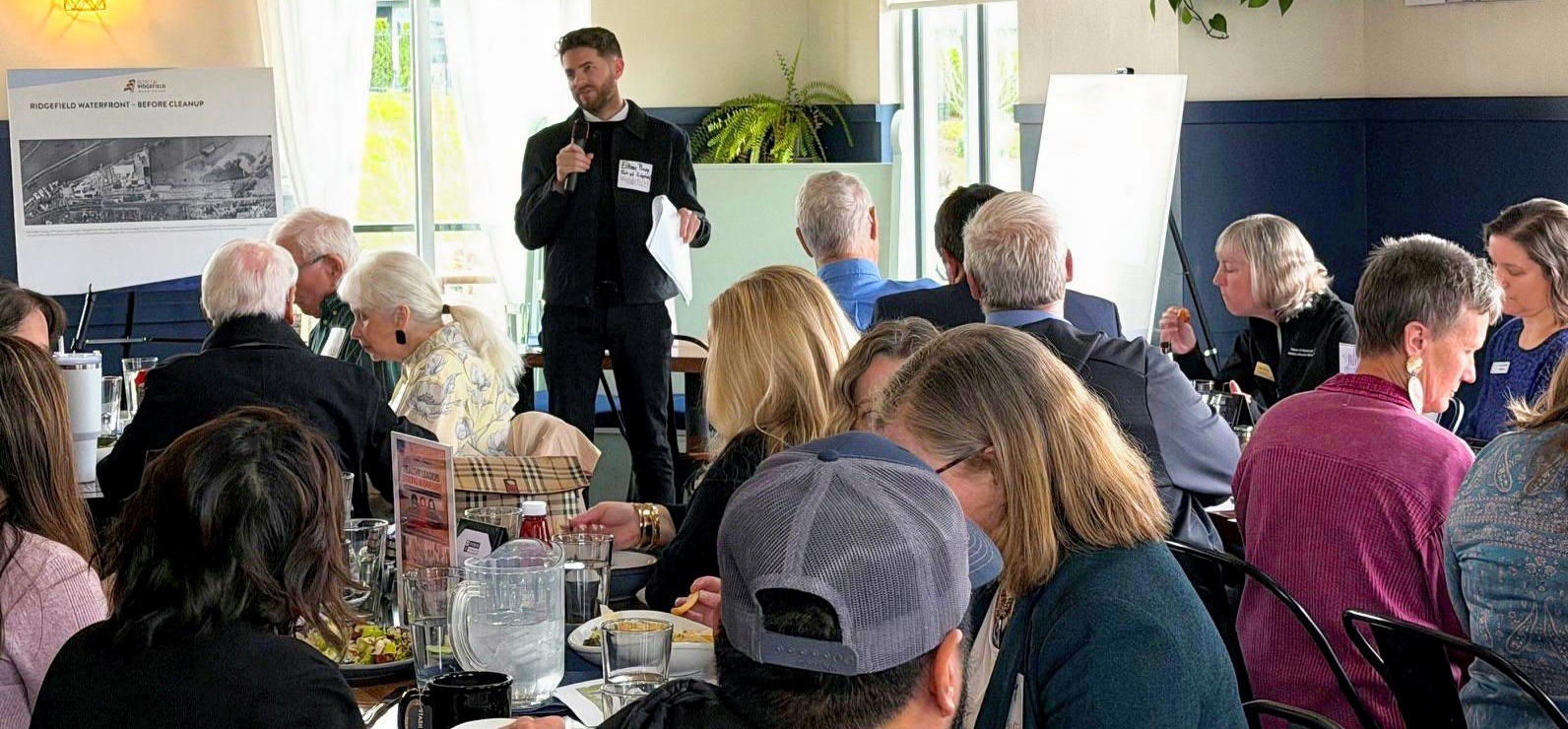 Executive Director Ethan Perry shares an update on Port activities during the March 2026 Ridgefield Chamber of Commerce meeting. The Chamber is one of many community partners working alongside the Port to support economic vitality and quality of life in Ridgefield.