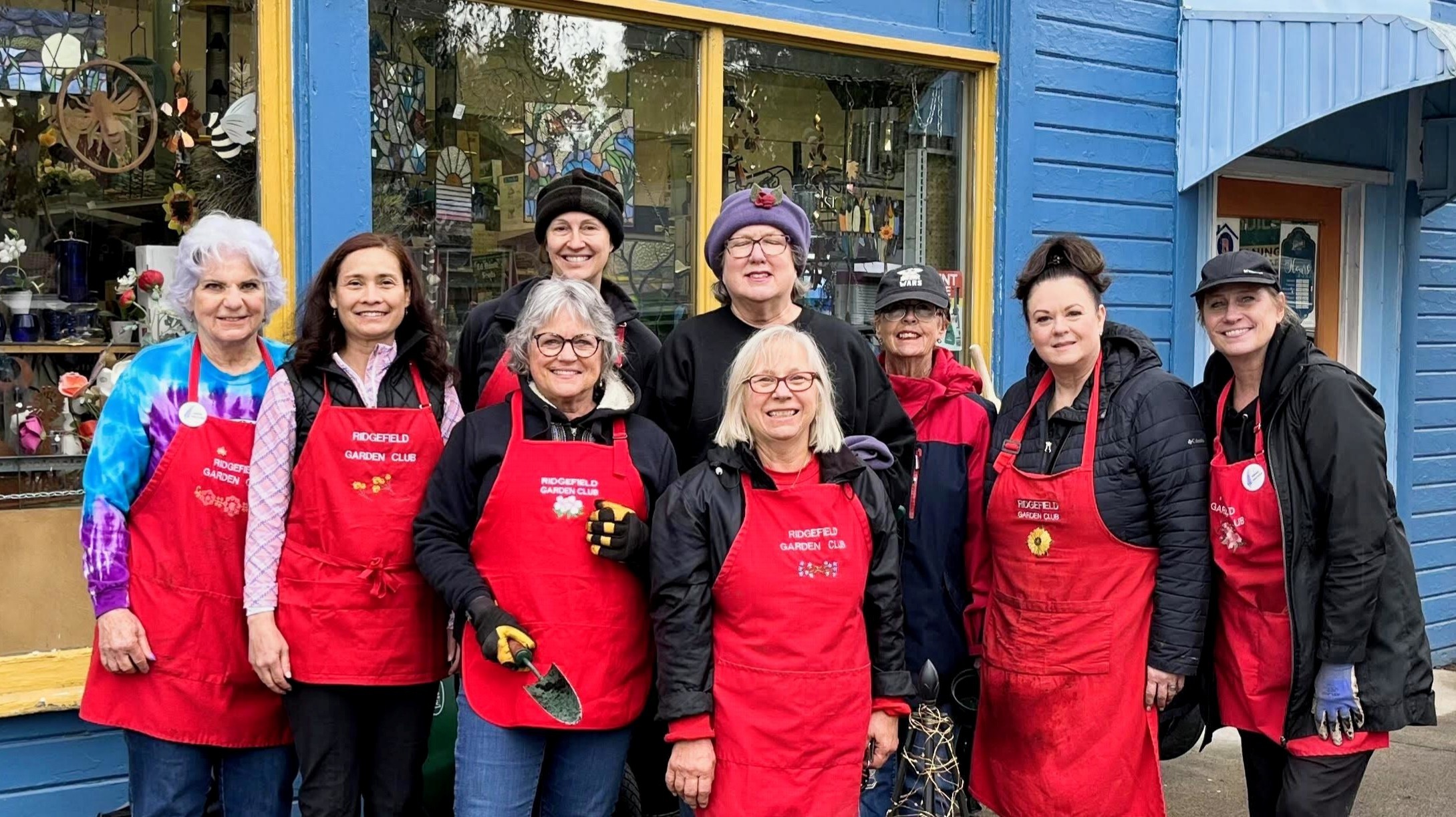 Members of the Ridgefield Garden Club pose for a photo during a downtown volunteer project. The club contributes to beautification efforts throughout the community and supports programs that help keep Ridgefield blooming year-round.
