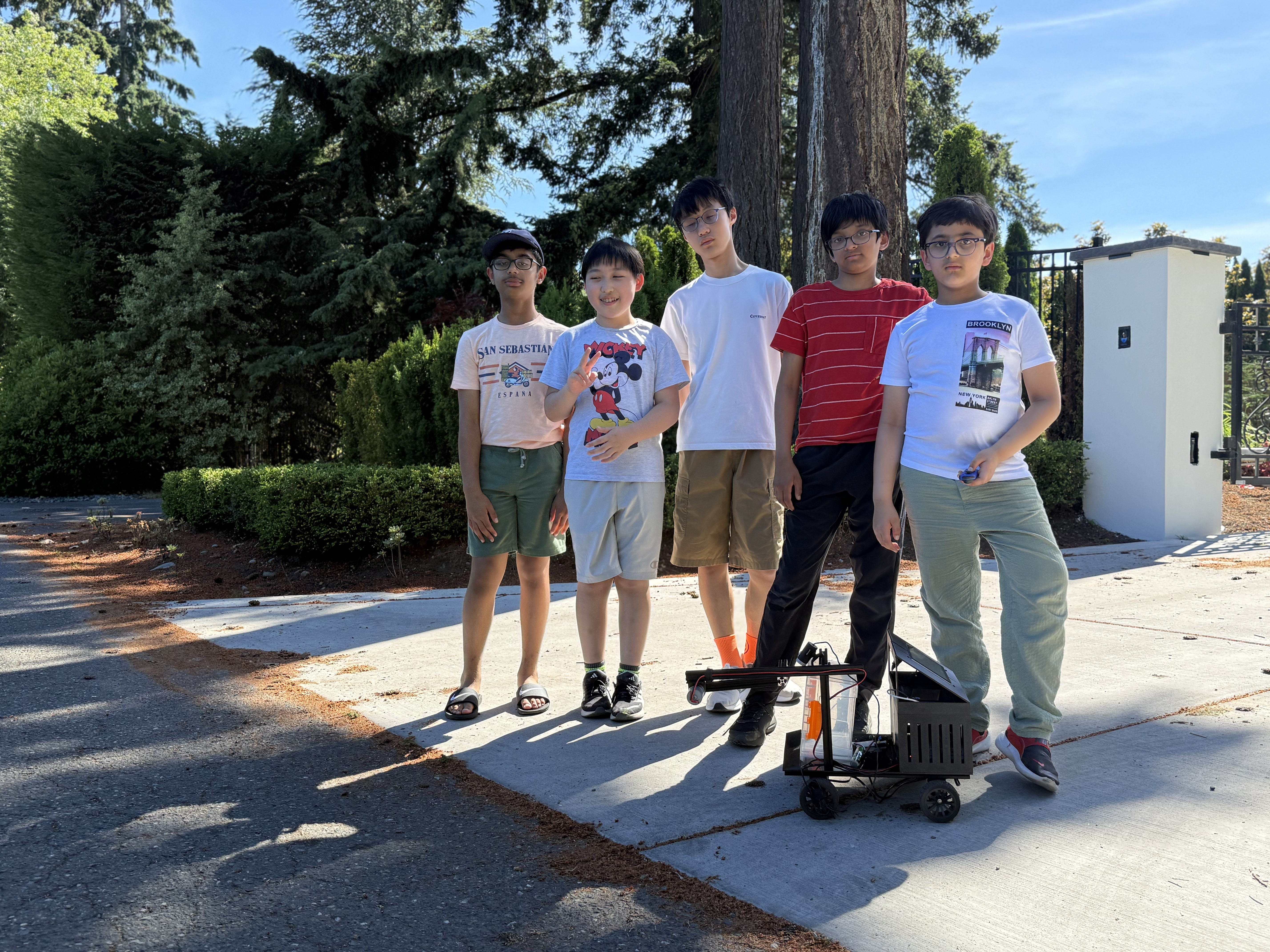 The team testing their robot “Preserver-1” outdoors.