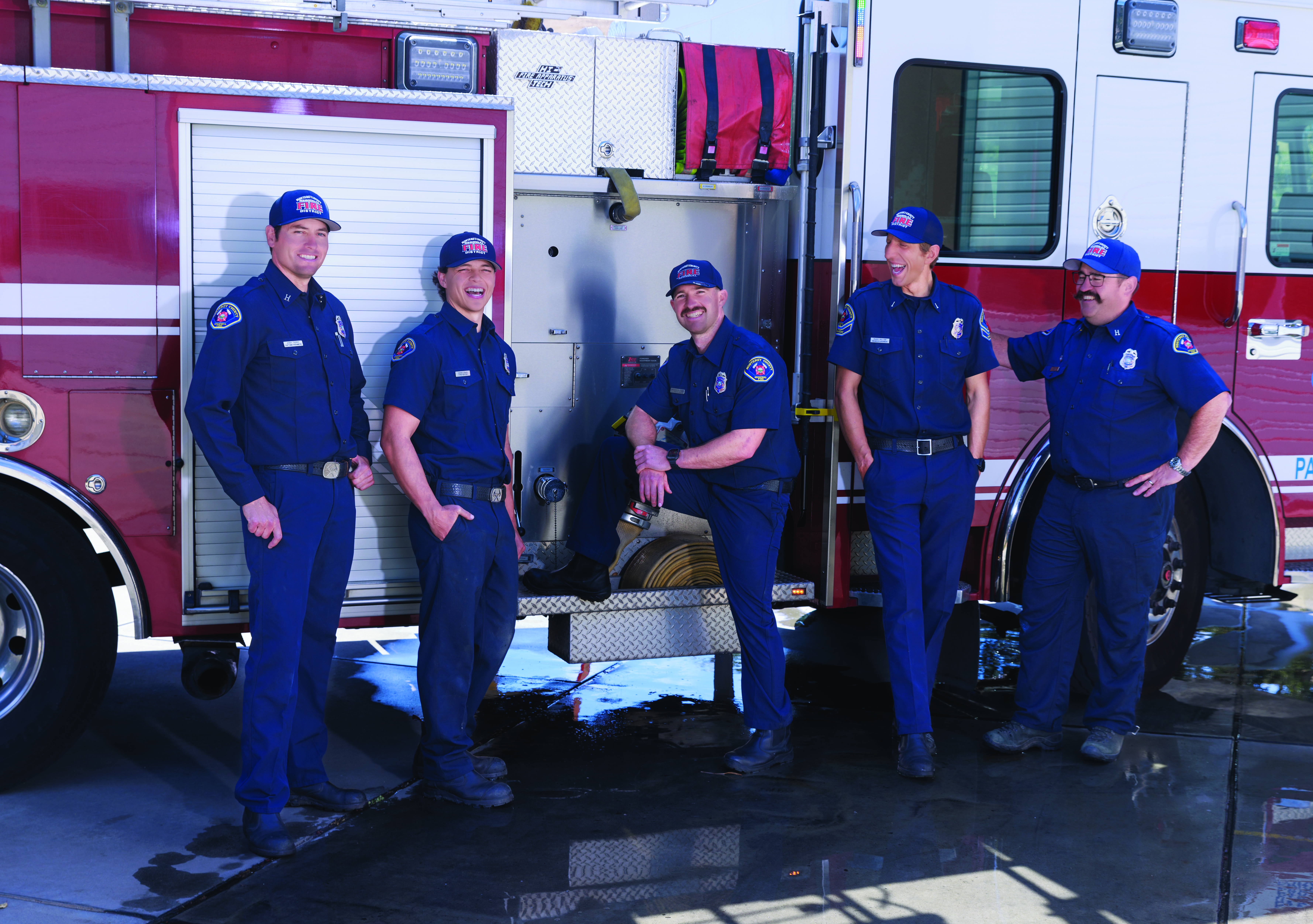 Captain/Paramedic Josh Terry, Firefighter Adam Lewis, Engineer/Paramedic Marc Miller, Firefighter Brandon Olivares and Captain Marc Silva