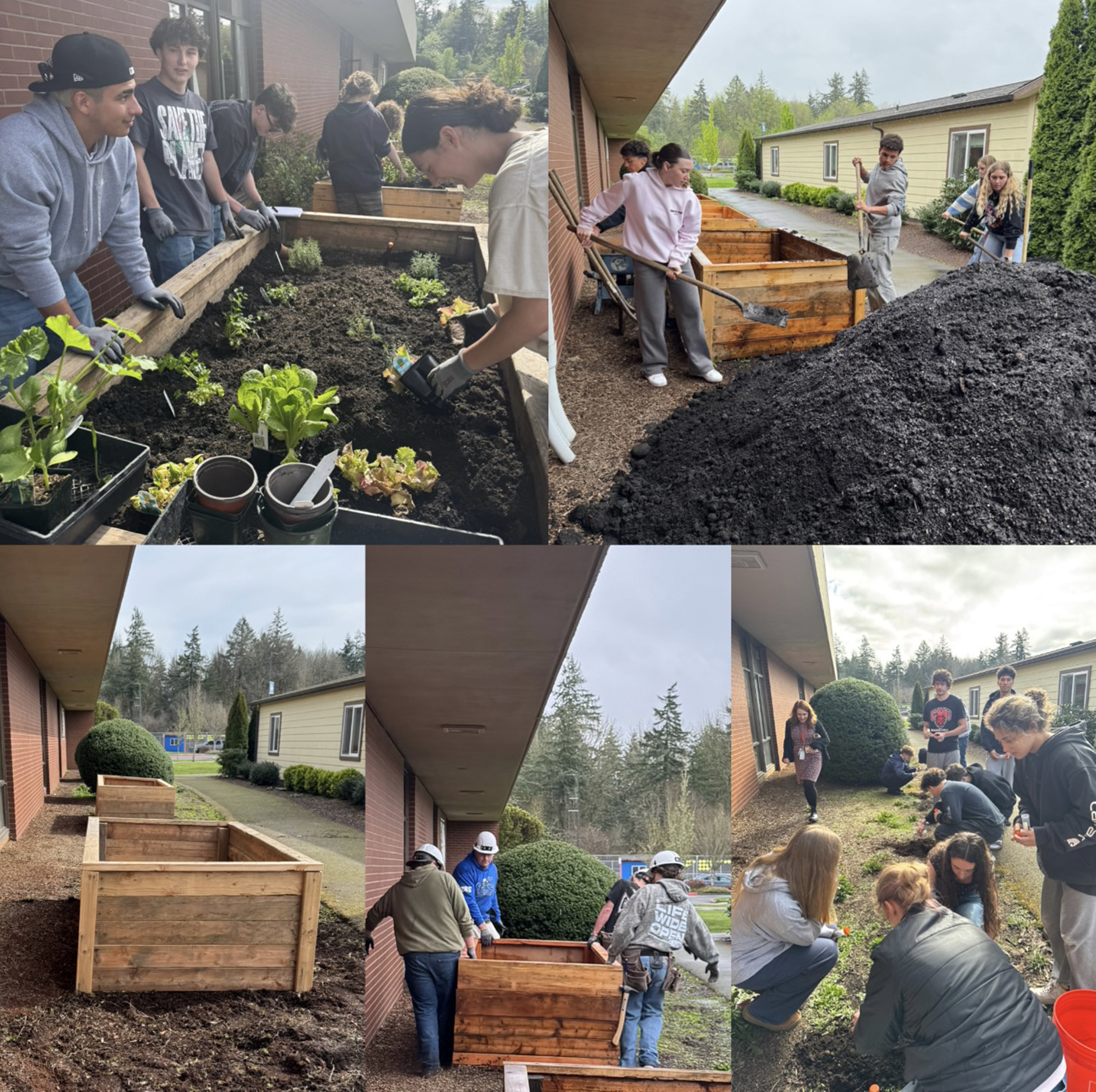 Students and staff from multiple Ridgefield High School programs worked together to build, plant, and bring the Spudder Eats Garden Project to life.