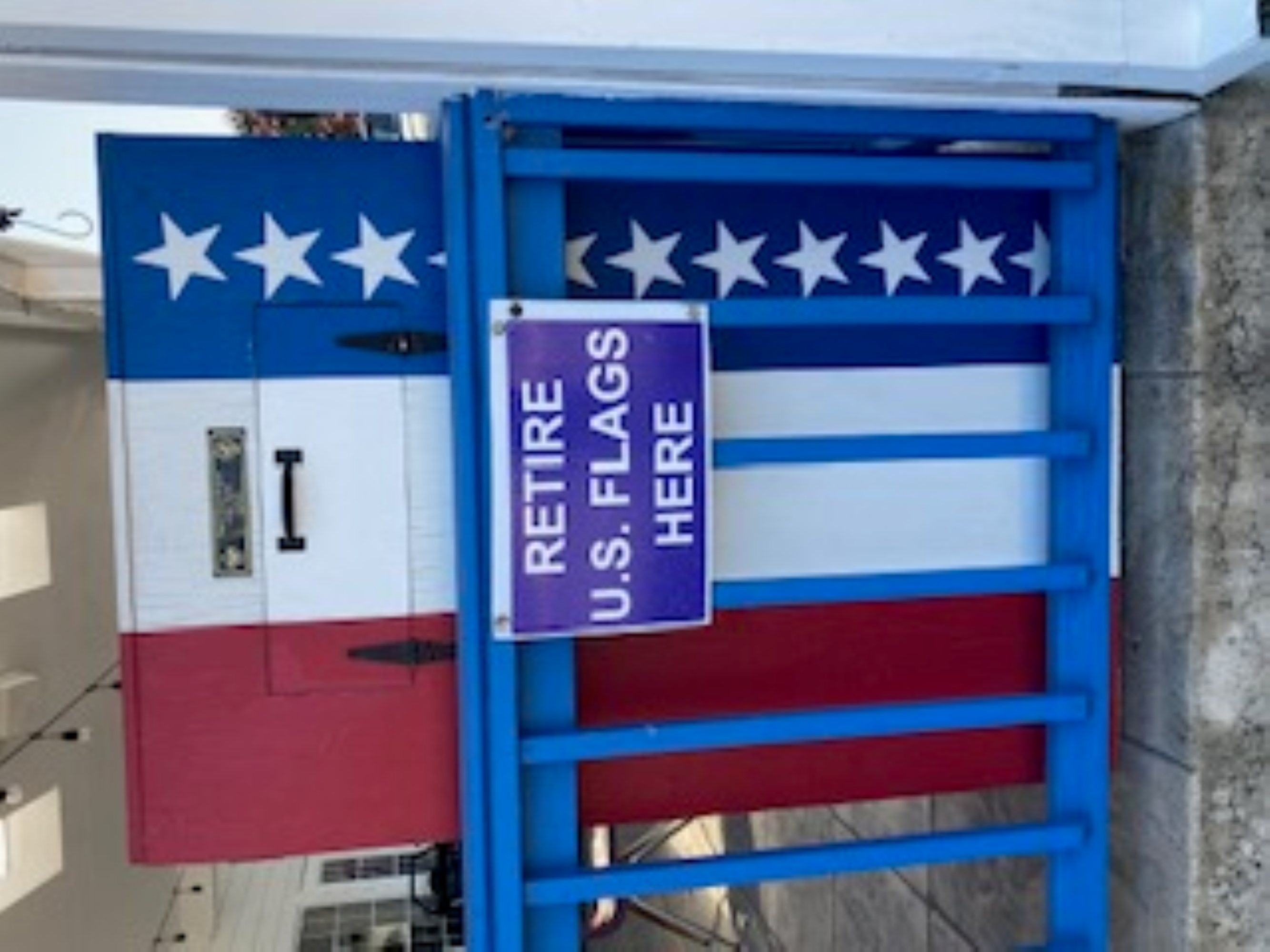 A flag retirement collection box at American Legion Smith-Reynolds Post 14 provides the community with a respectful way to retire worn or damaged U.S. flags.