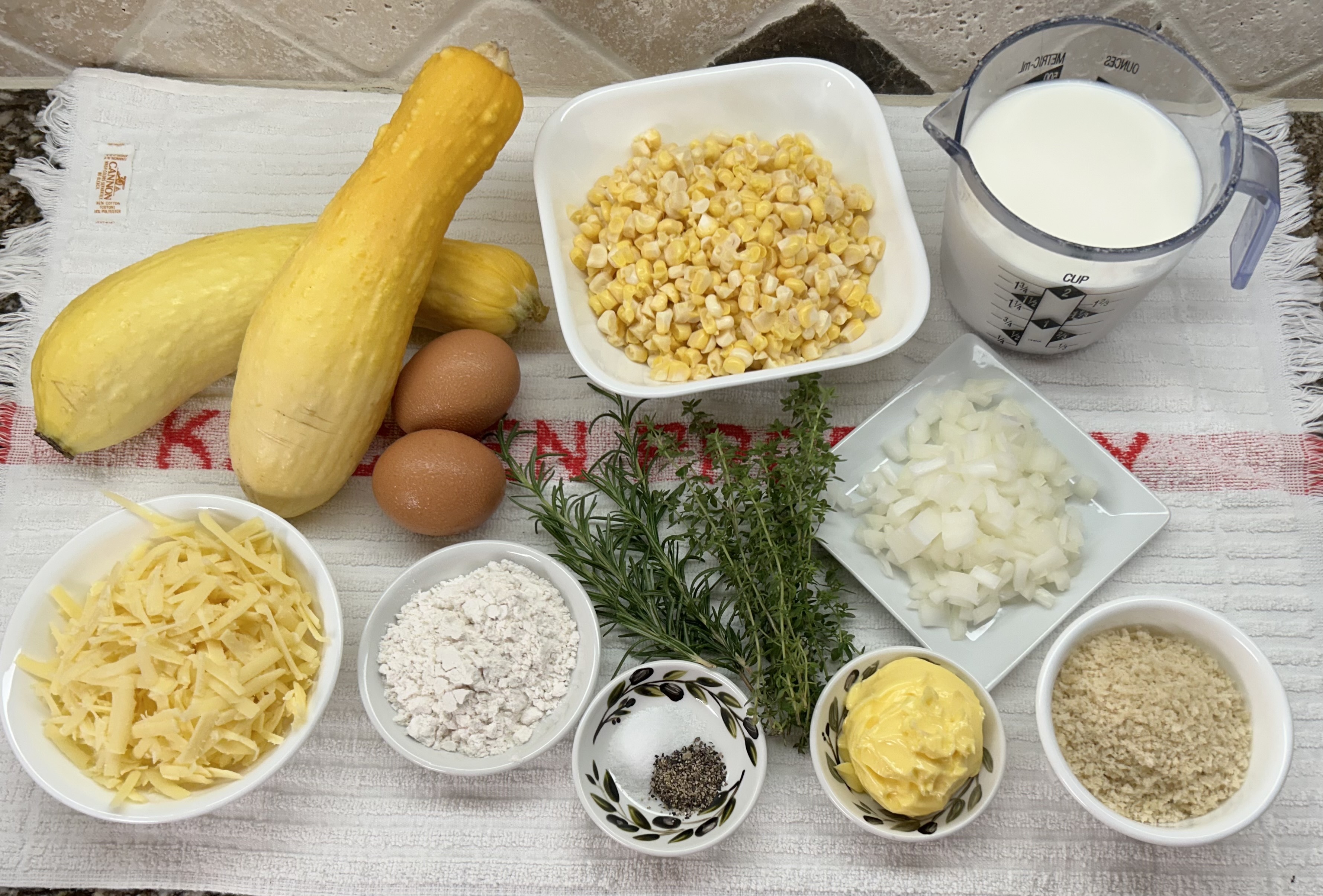 Ingredients for squash casserole