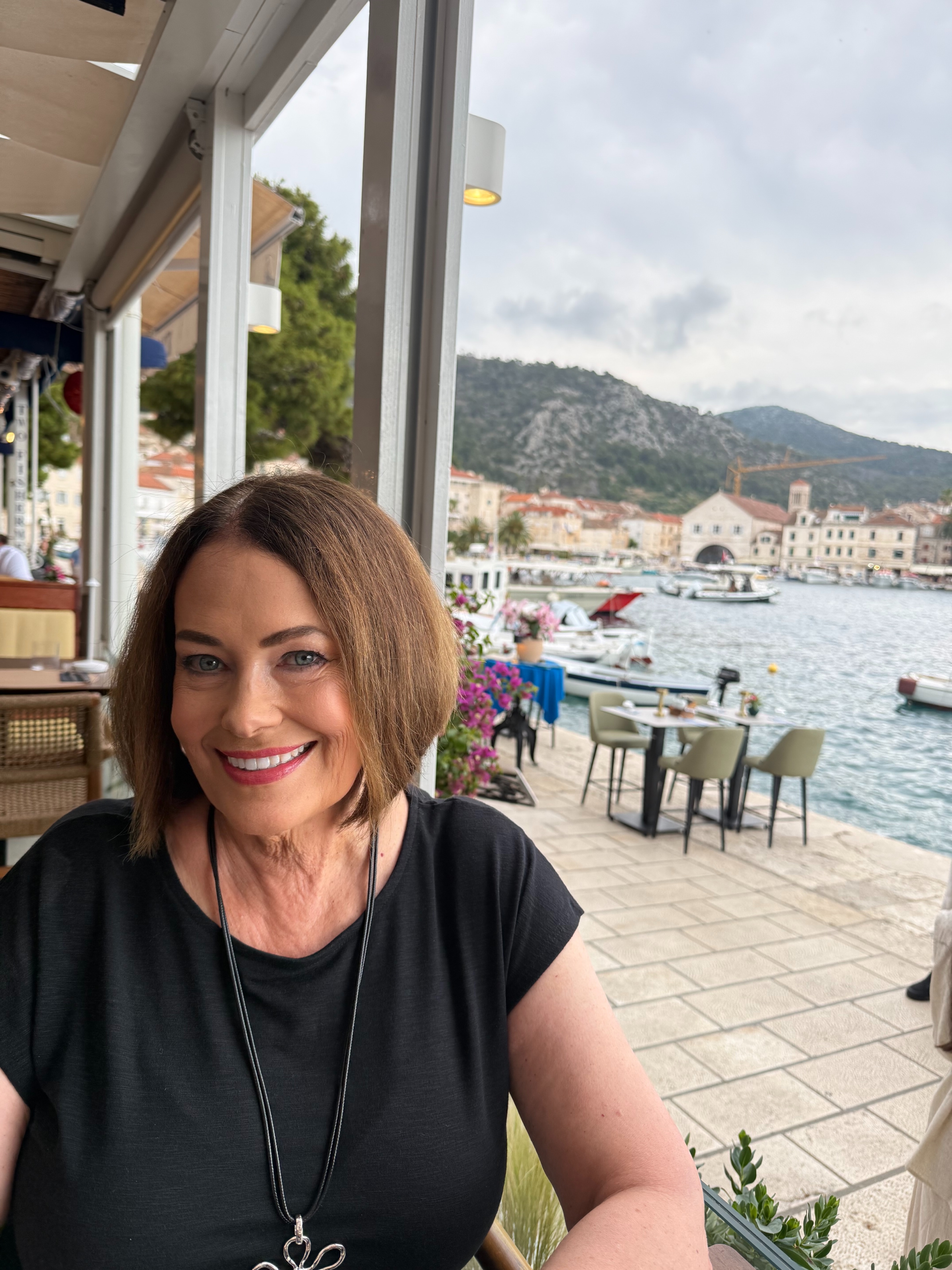 Susan Enjoying al Fresco Dining in Hvar